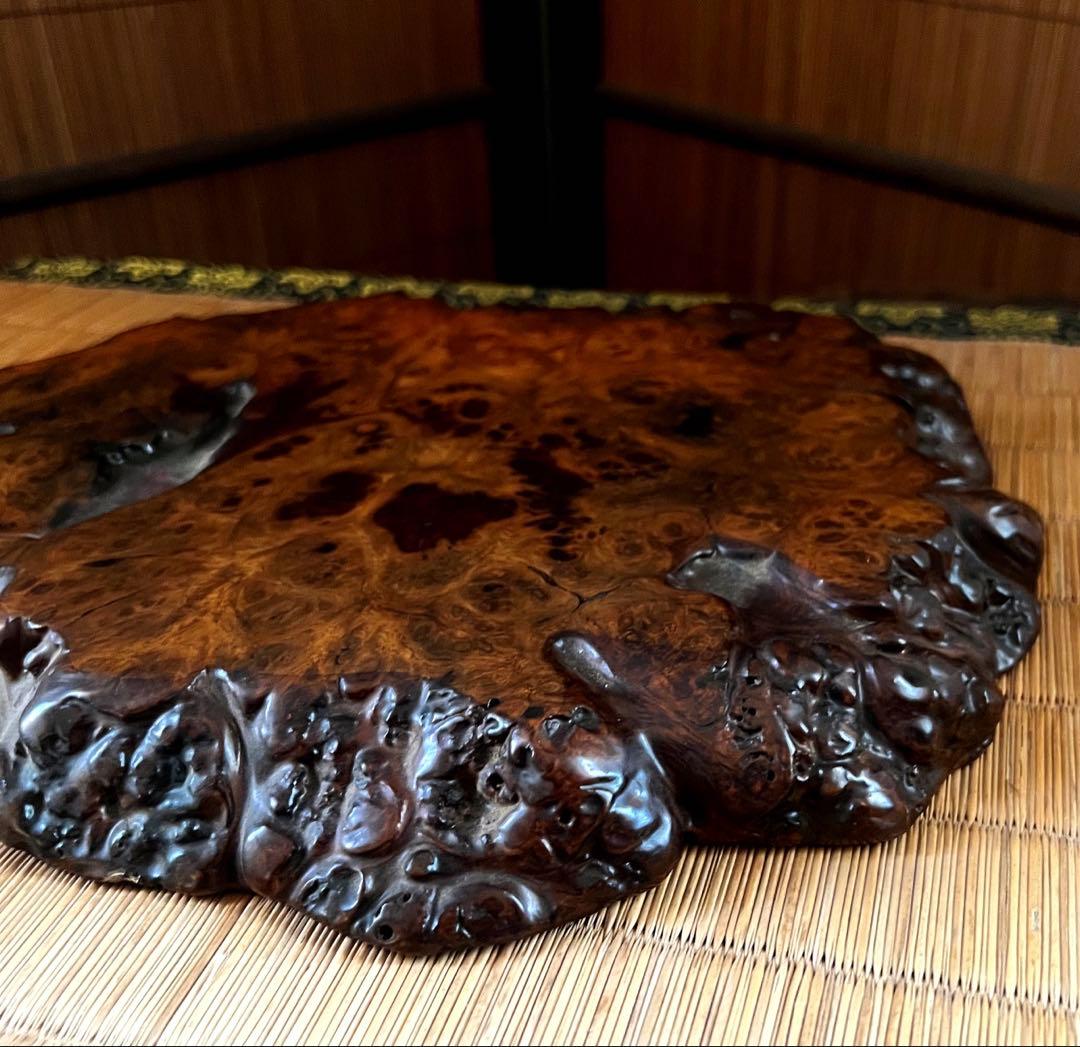 天然 古木 花梨 玉杢 瘤 花台 香台 盆栽台