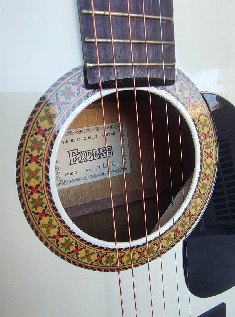 経年 超美品 昭和レトロ 白いギター Excess W-1300 PU付エレアコ
