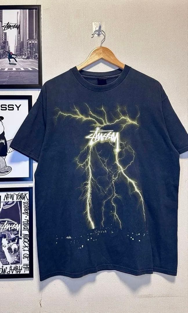 Stussy サンダー雷グラフィック Tシャツ Lサイズ