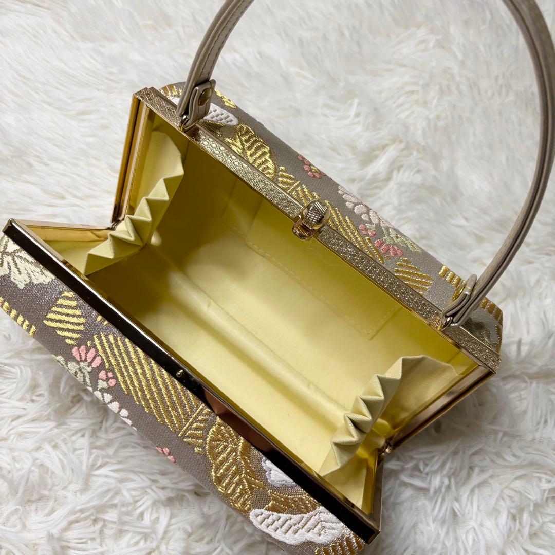 和装 フォーマルバッグ 金襴 花文様 シャンパンゴールド 式典 留袖 訪問着