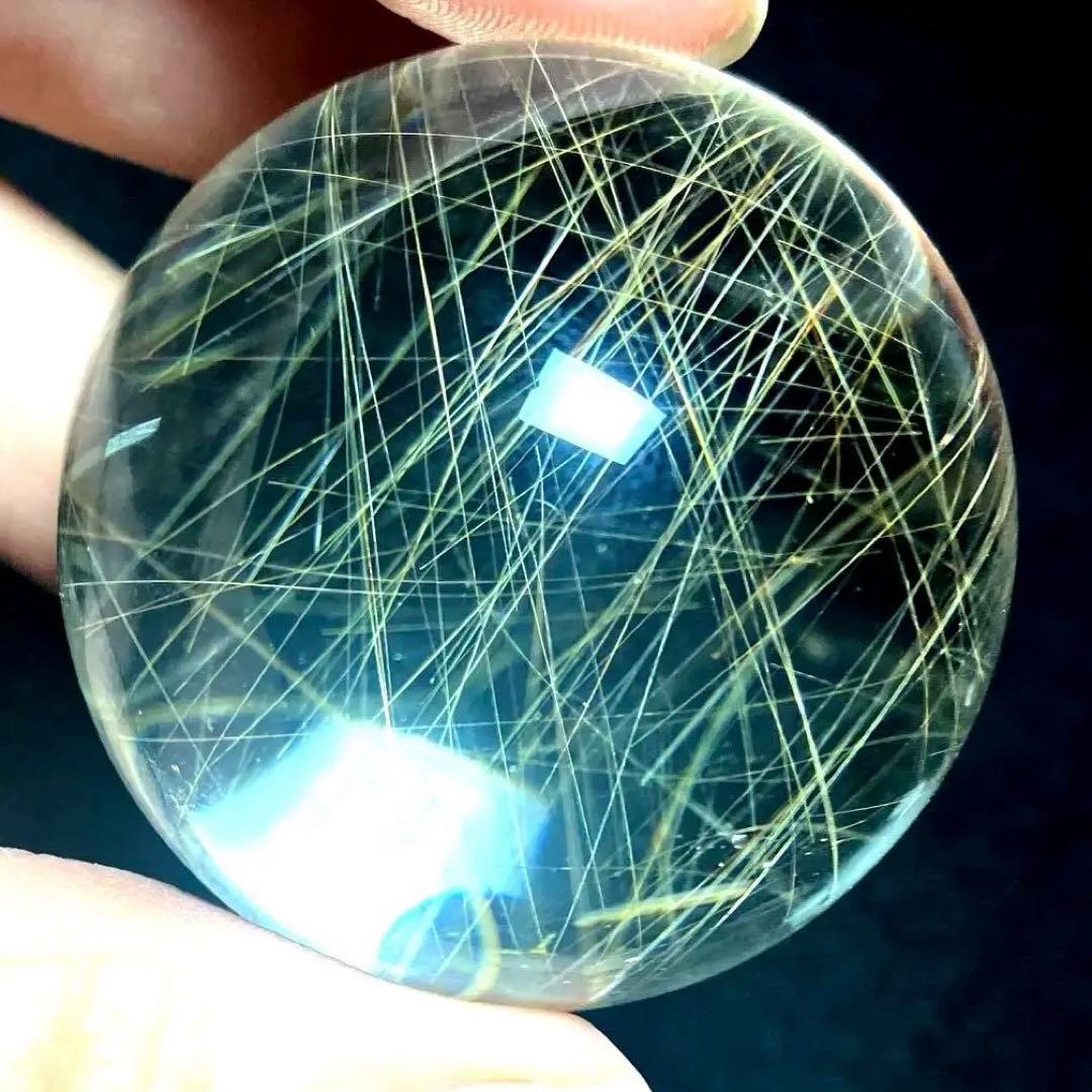 40mm ゴールドルチルクォーツ 丸玉 スフィア 金針水晶 40mm ゴールド