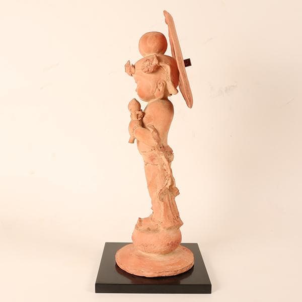 【長橋阿久於　造】　童不動尊　仏師　【陶器置物】