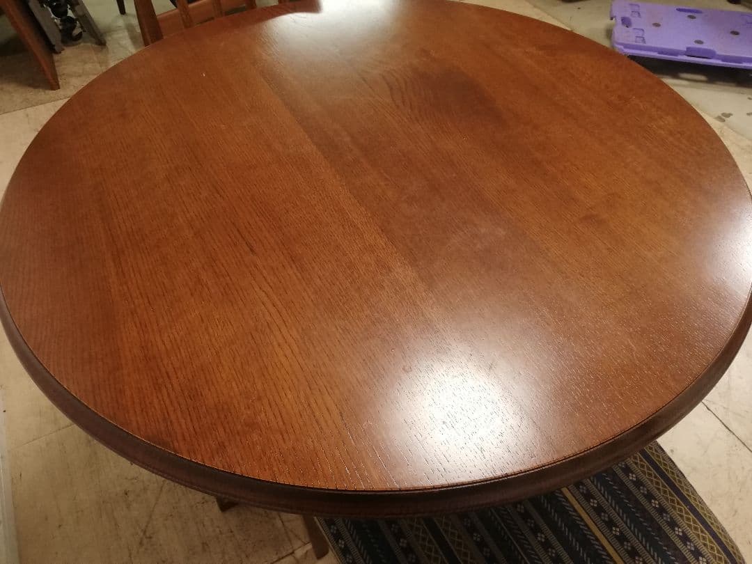 美品 三越家具 ブルージュ トラディショナル ラウンド型ダイニングテーブル 楢材