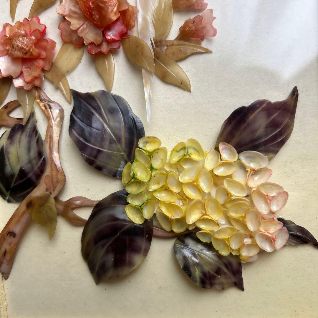 中国珍珠貝彫画 貝細工 ［大連］アート 芸術品 美術品 玉石 中国美術