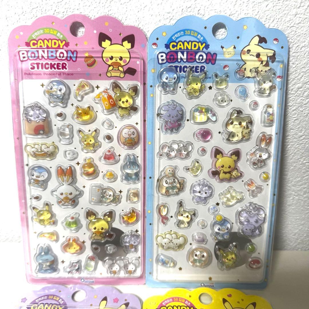 公式正規品】韓国限定 ポケモン ボンボンドロップ 3Dシール 4枚コンプ