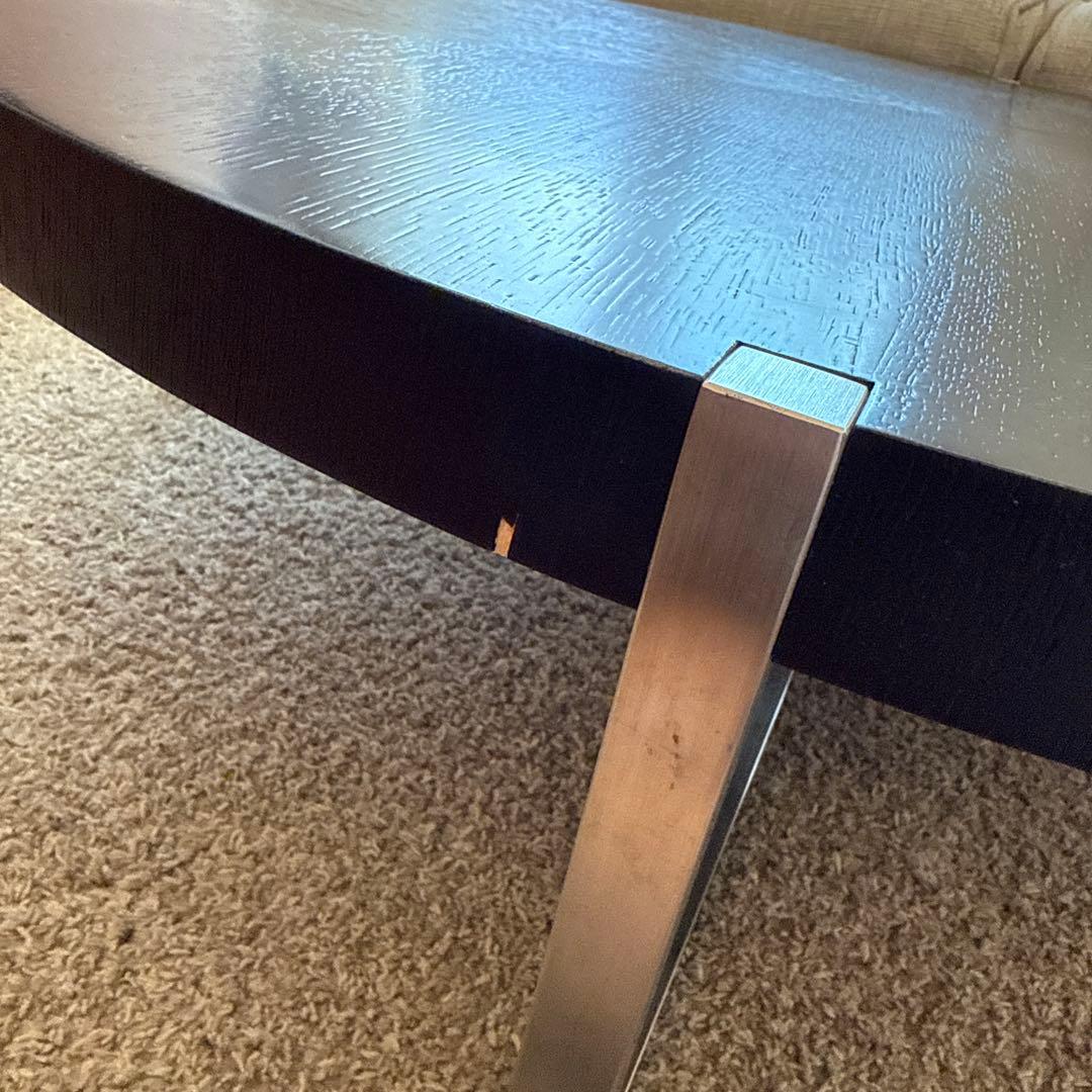 円形黒木製テーブル 金属脚付き アクタス ACTUS ローテーブル MAXXA 黒