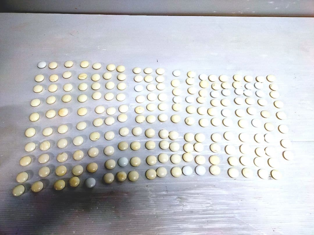 【レア】蛤碁石 那智黒石 碁笥セット 白188黒182個 直径約2cm 19路盤