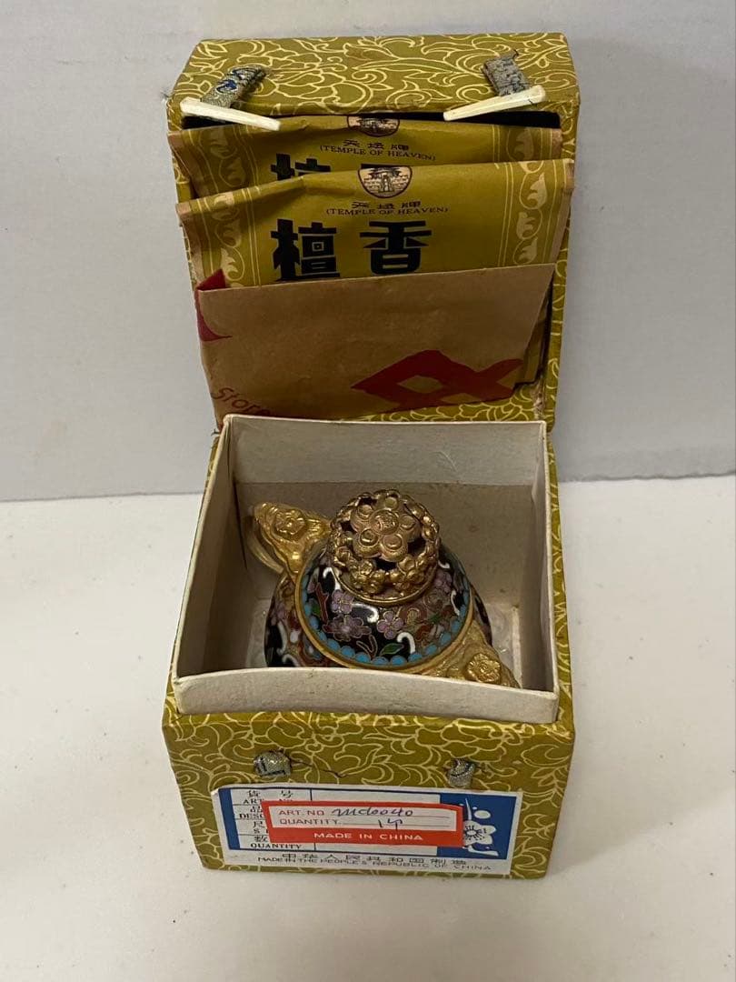 中国美術 七宝焼三足香爐 銅製 年代物