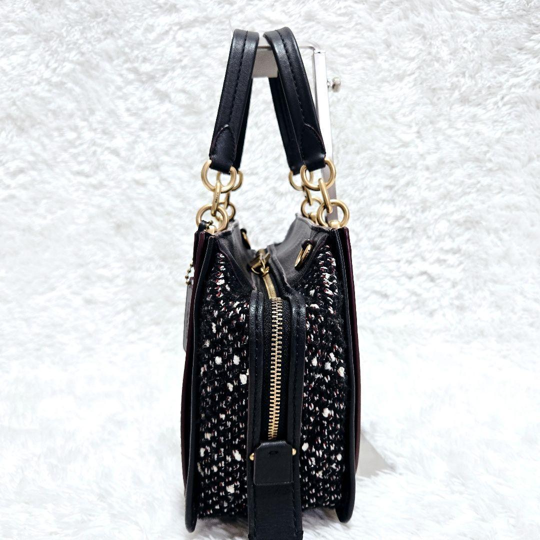 COACH ドリーマー ハンドバッグ 斜めがけ ツイード レザー 2way 黒