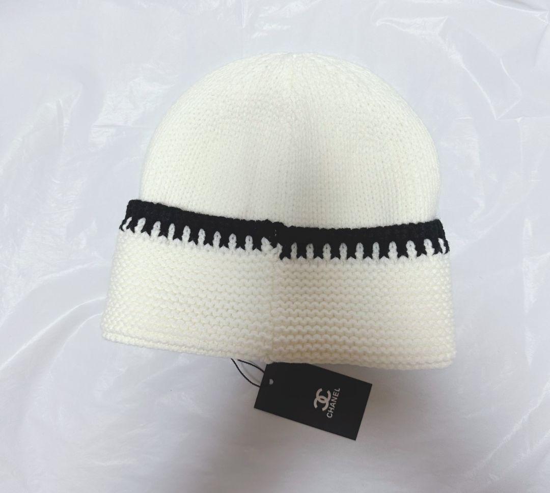 CHANEL ニット帽 ホワイト/ブラック新品 - メルカリ