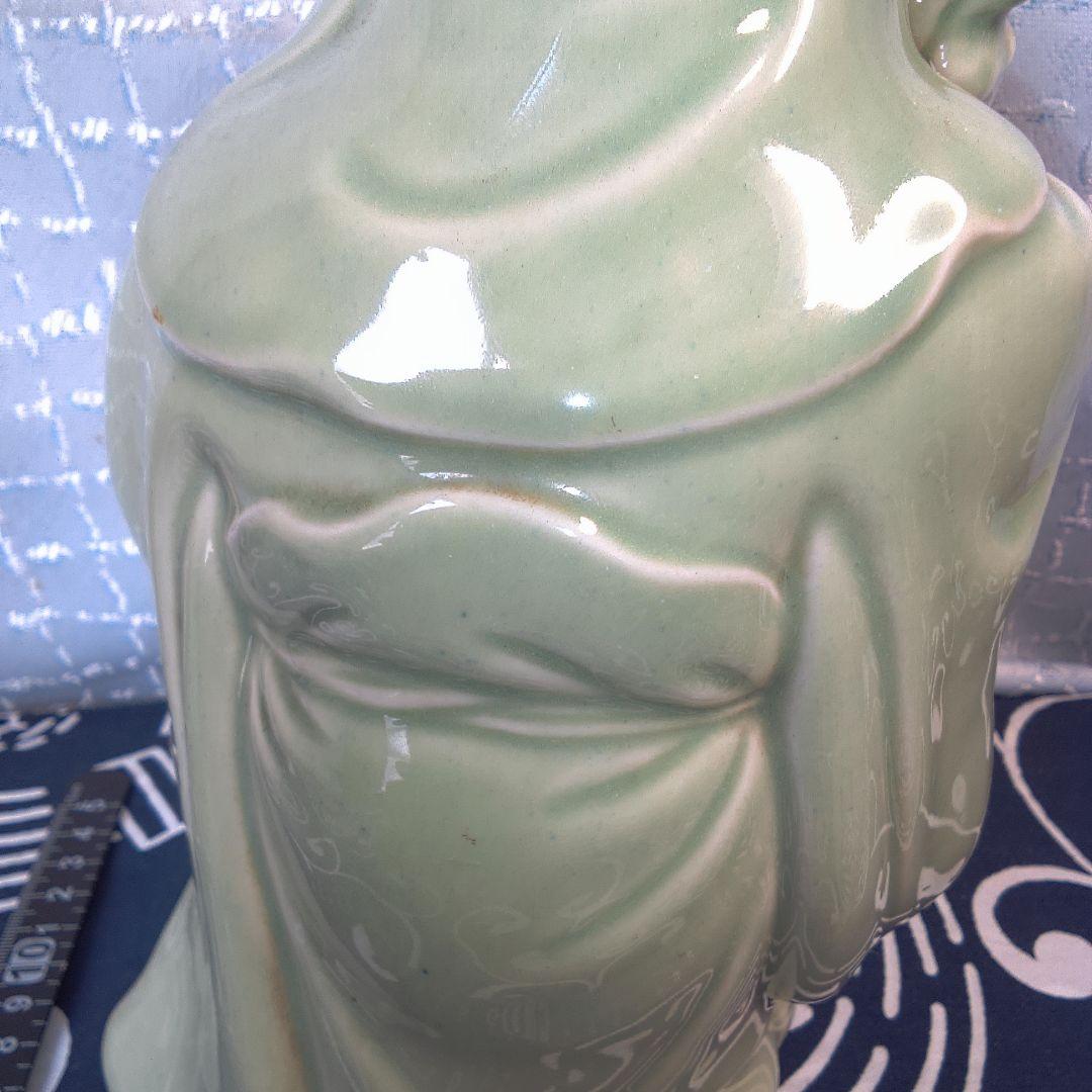 骨董4 緑色の陶器製老賢者像 約20cm - メルカリ