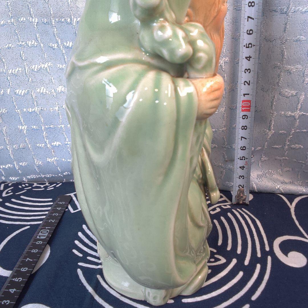 骨董4 緑色の陶器製老賢者像 約20cm - メルカリ
