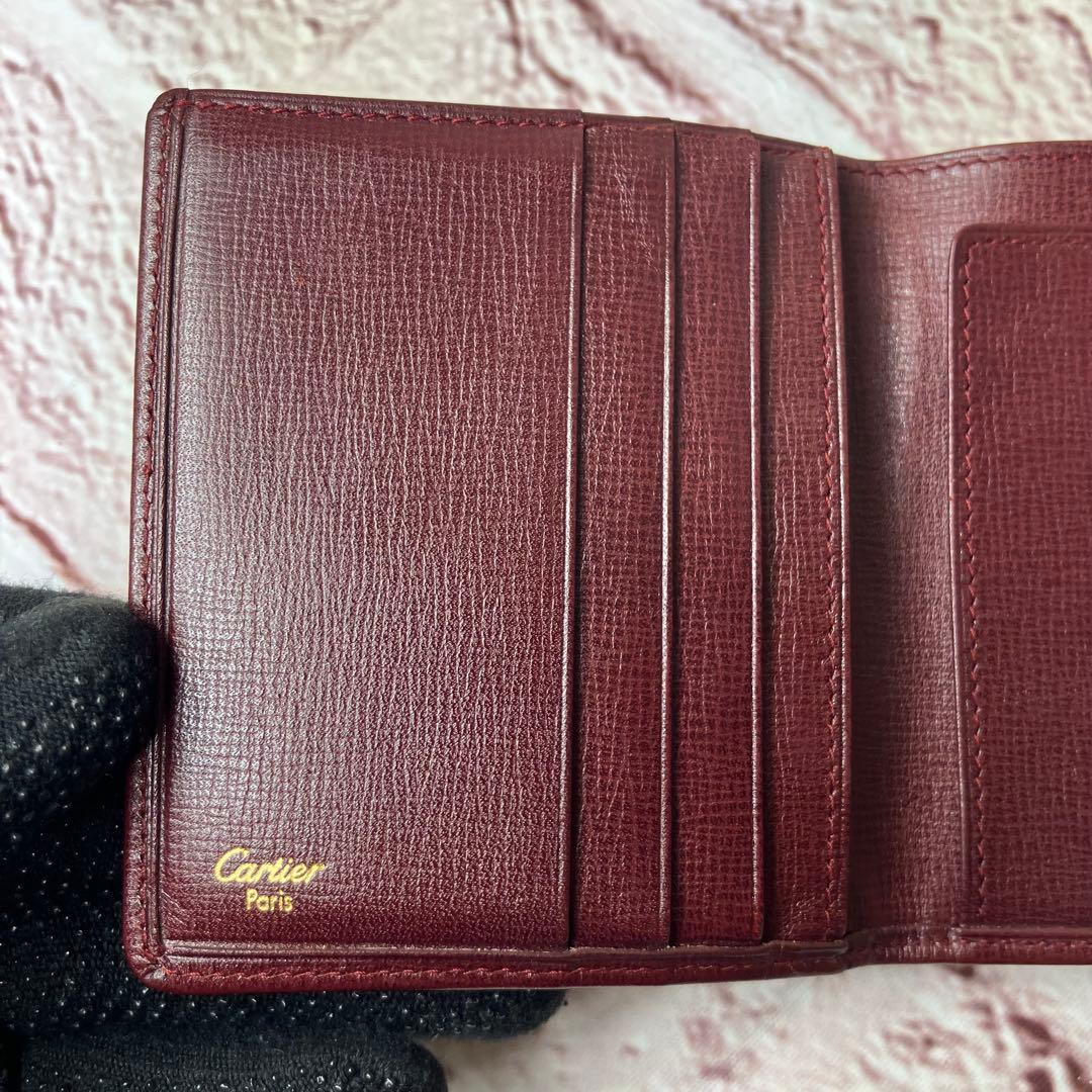 カルティエ✨がま口 ゴールド金具 三つ折り財布 マストライン 本革 レザー