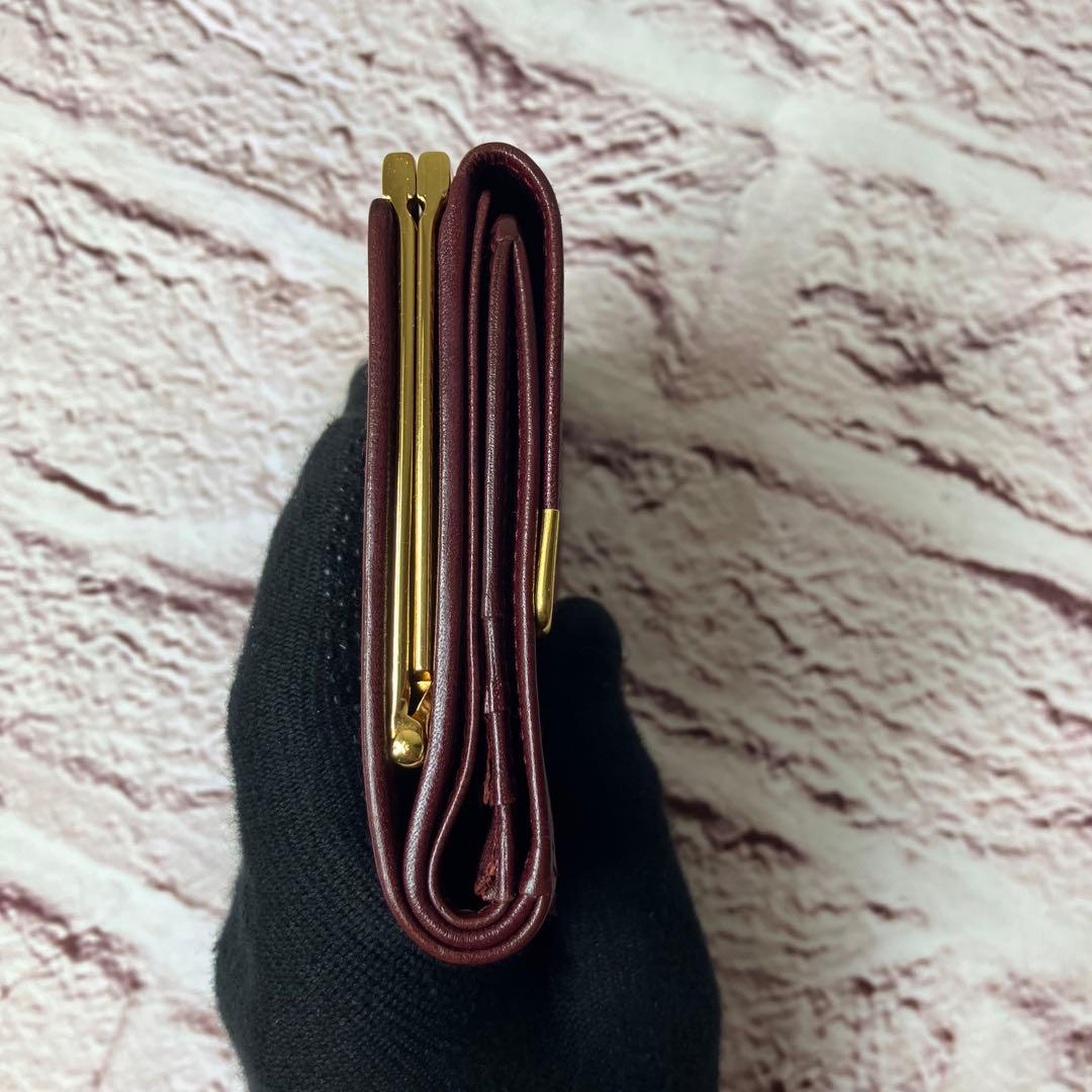 カルティエ✨がま口 ゴールド金具 三つ折り財布 マストライン 本革 レザー
