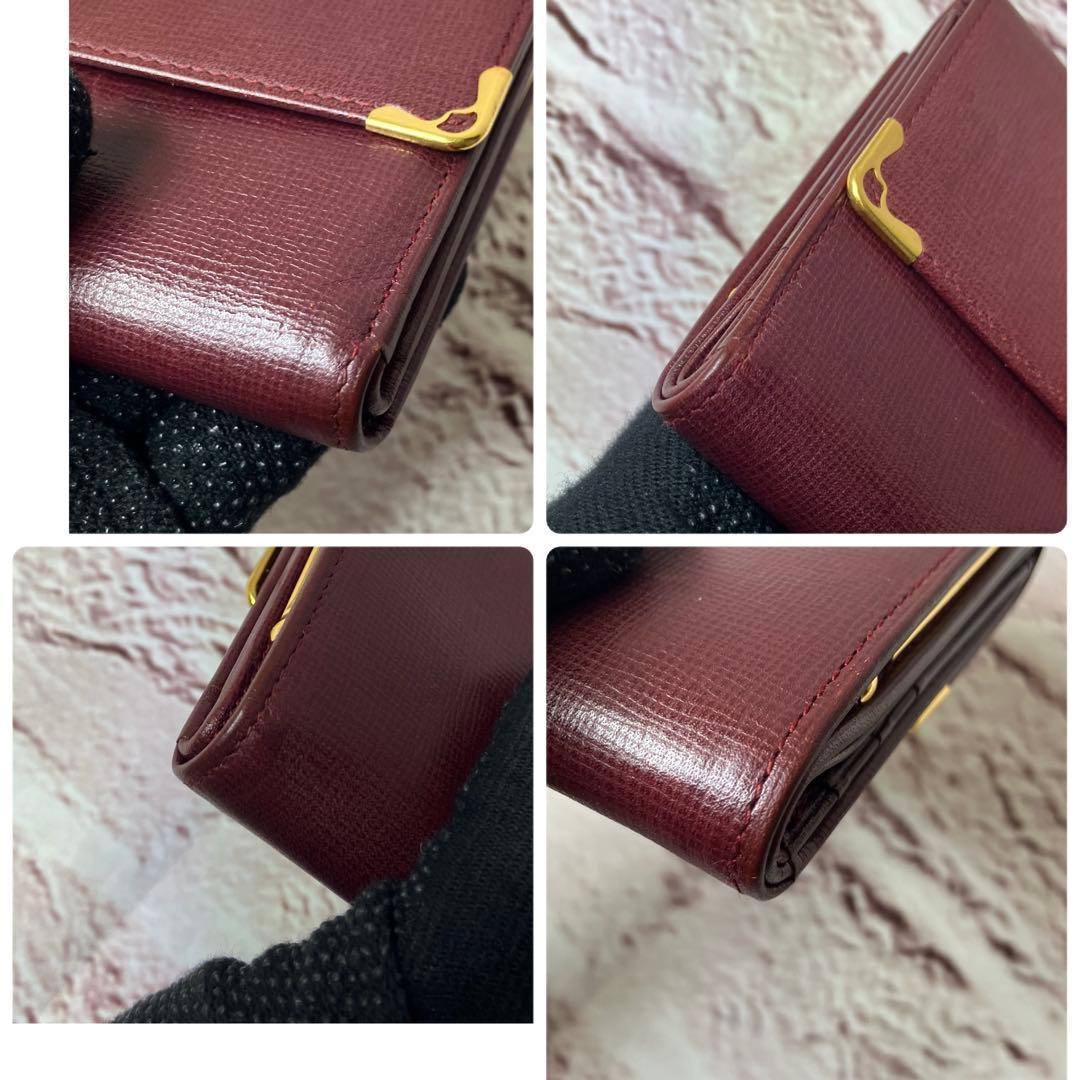 カルティエ✨がま口 ゴールド金具 三つ折り財布 マストライン 本革 レザー