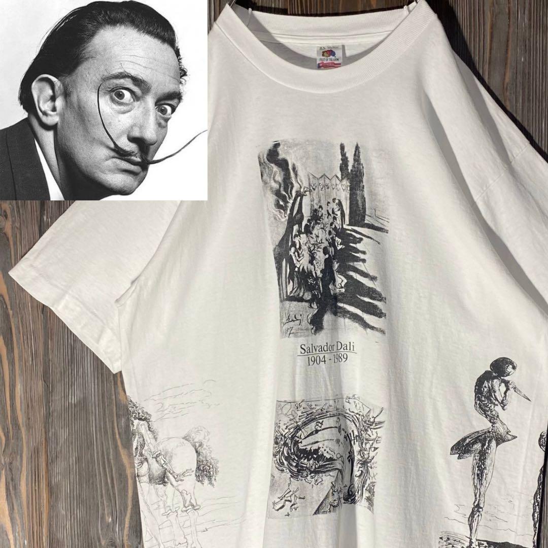 90s サルバドール・ダリ ヴィンテージTシャツ アート USA製 総柄 当時