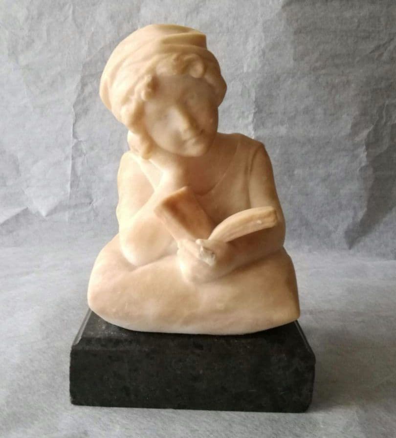 逸品　大理石像　本を読む少年少女像　フランス　1800年代後半　アンティーク 逸品 大理石像 本を読む少年少女像 フランス 1800年代後半 アンティーク