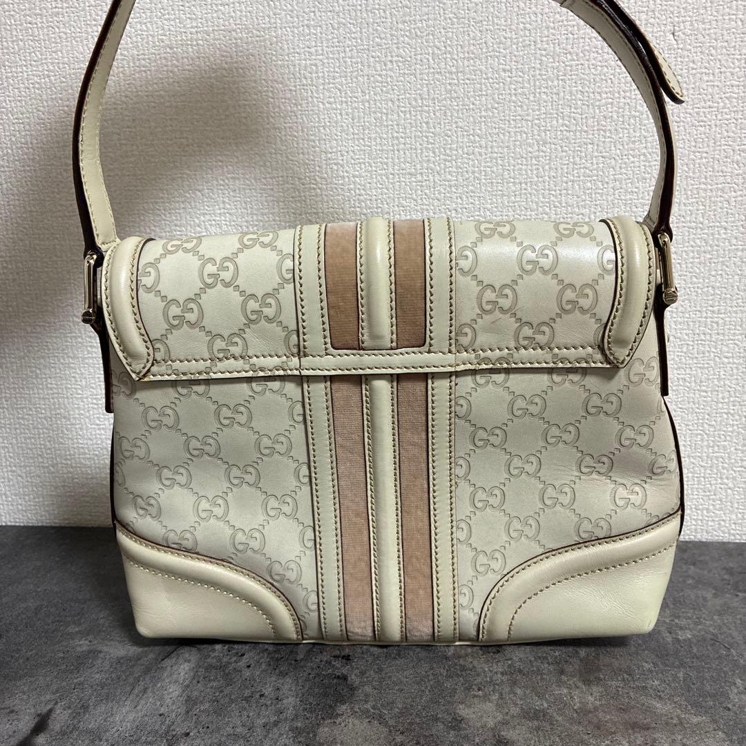 GUCCI シマ スエード レザー GG柄バッグ