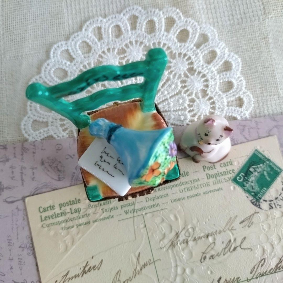 リモージュボックス 猫 ネコ 椅子 花束 ブーケ 手紙 フランス製