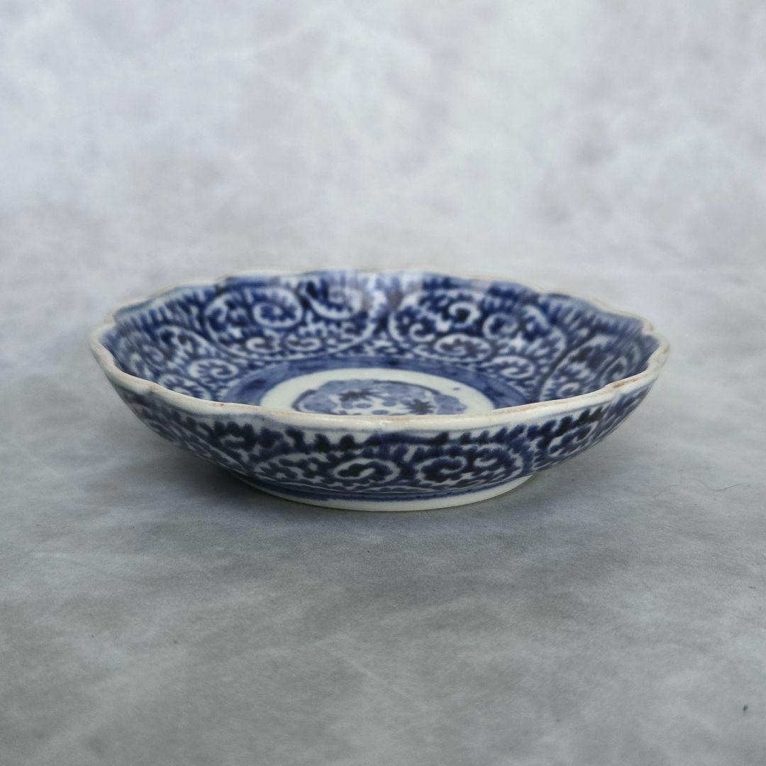 古伊万里 染付 蛸唐草 小皿 豆皿 江戸時代 骨董 金継ぎ アンティーク
