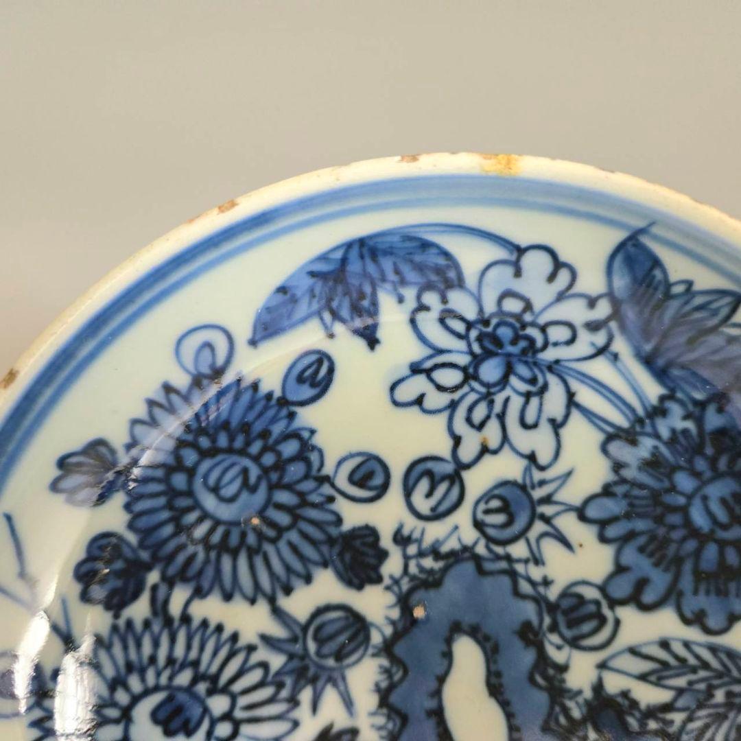 M-1238 中国明染付菊紋様　4寸皿　古染付