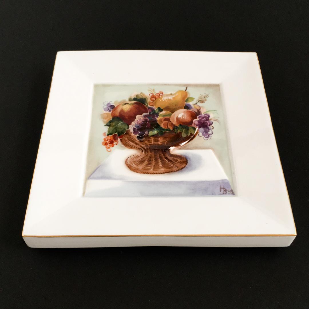 マイセン 「卓上の果物」H・ブレチュナイダー  陶板画 14.5センチ