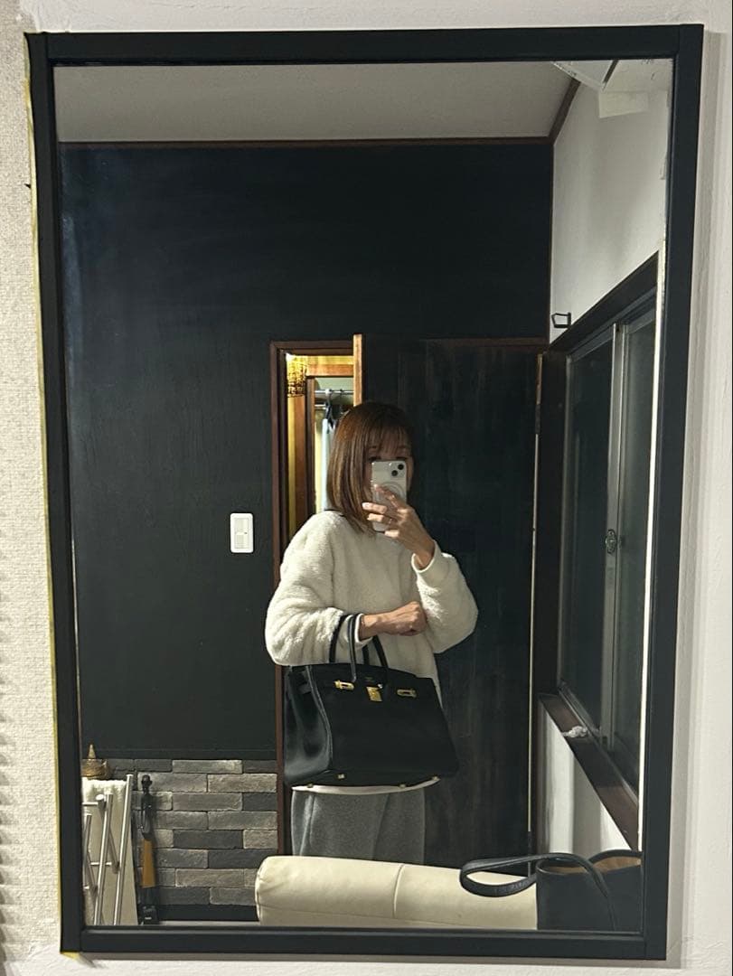 ブラックレザートートバッグ ゴールド金具付き