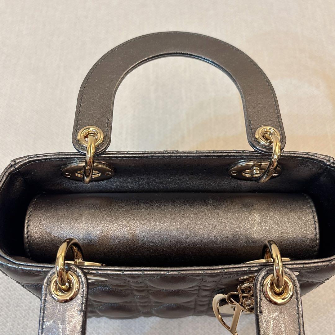 DIOR レディディオールスモール Lady Dior グレー バッグ