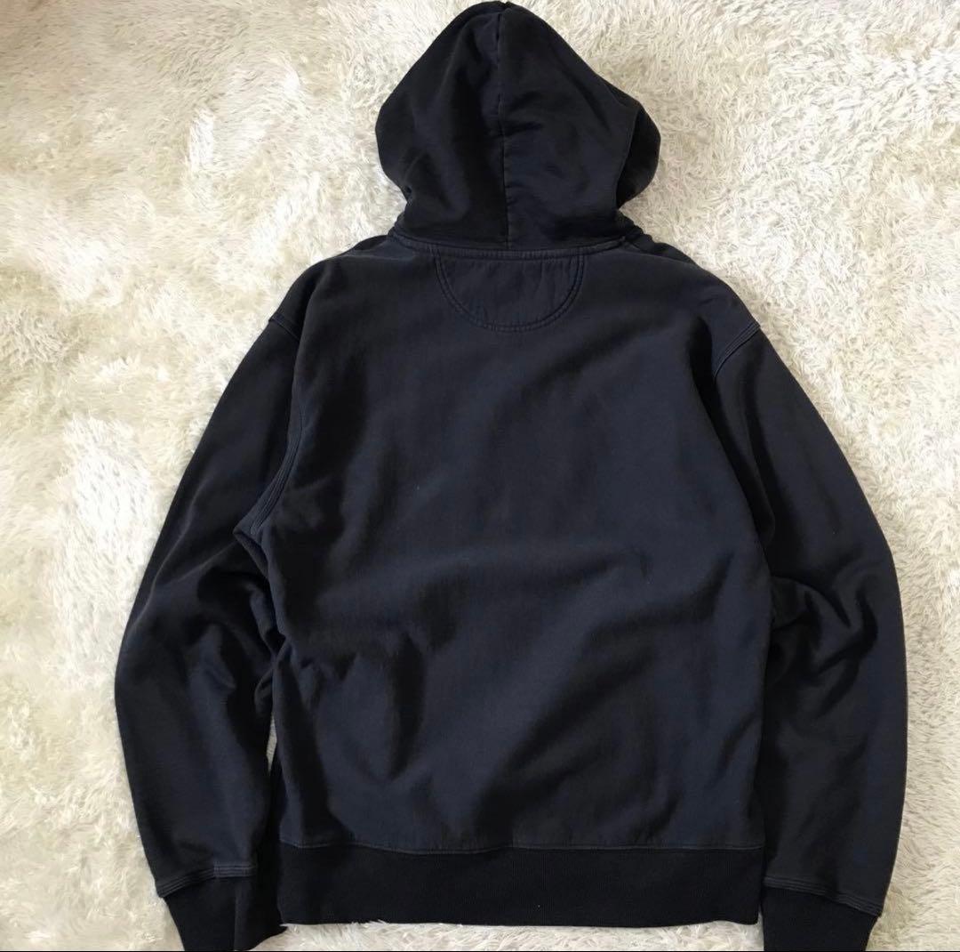 stussy パーカー　L 胸元ロゴ刺繍　ブラック