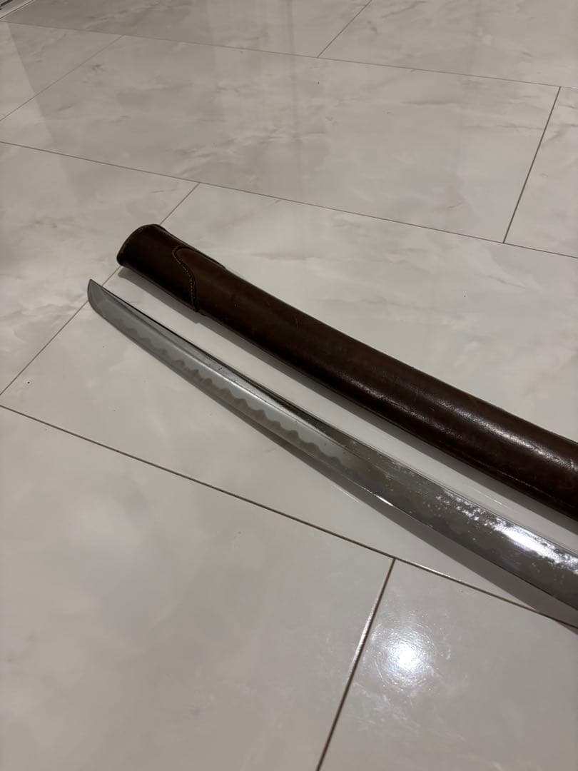 今月価格　希少　レア　日本軍 木鞘 革巻き 日本刀　模造刀　儀礼刀　年代物　軍刀