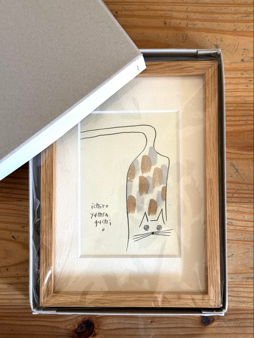 原画・額装】山口一郎 直筆原画 猫 IDEE購入 - メルカリ