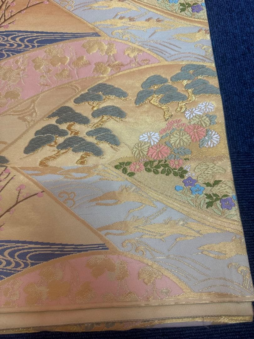 2656袋帯 古代彫金紋 西陣織 金糸 高級上質上品 約440cm 未使用