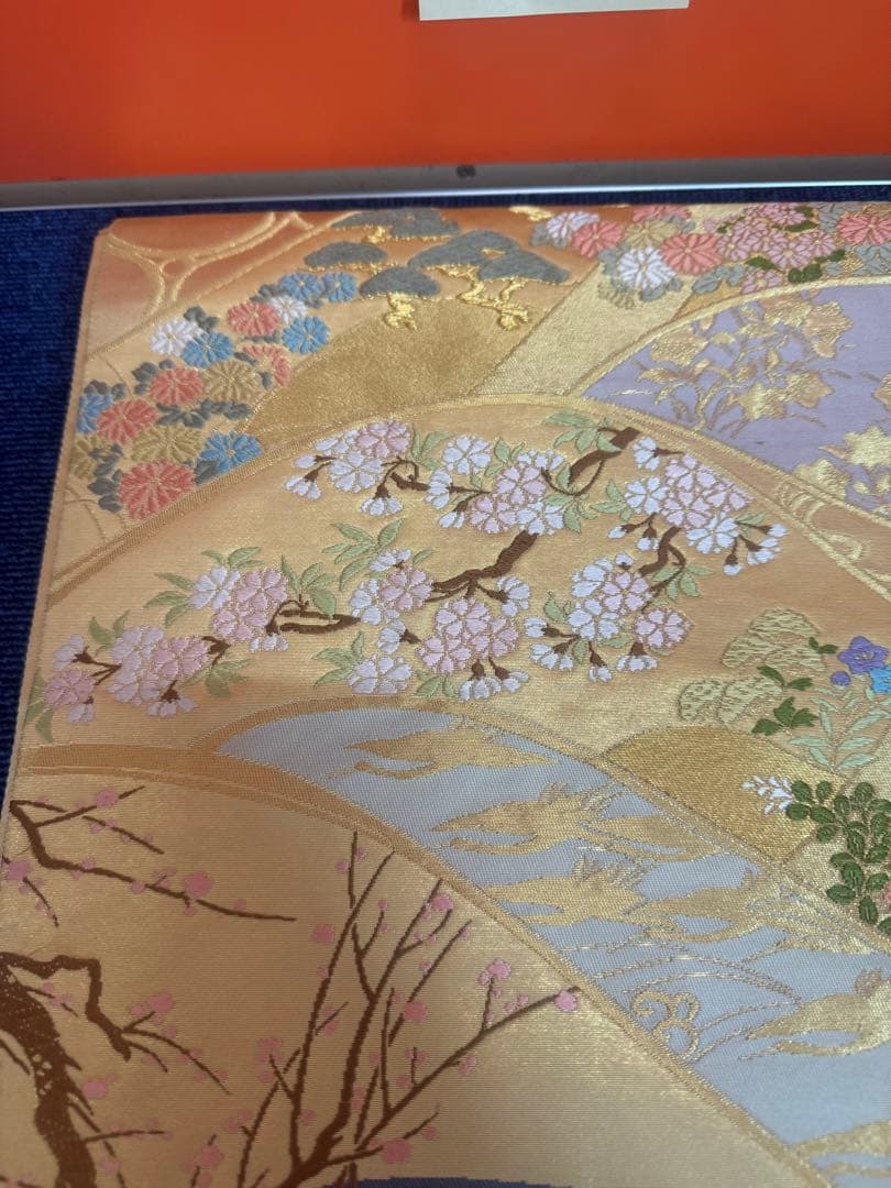 2656袋帯 古代彫金紋 西陣織 金糸 高級上質上品 約440cm 未使用