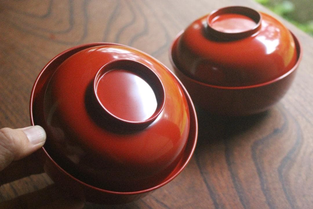 デッドストック！極上朱漆の美しい小丸椀（検輪島塗四つ椀懐石道具蒔絵椀