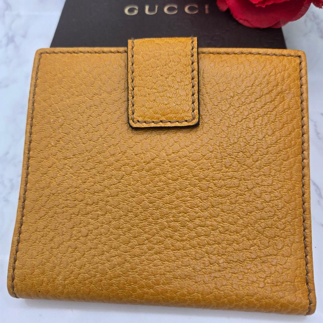 希少】 GUCCI グッチ 折り財布 財布 レザー バンブー イエ