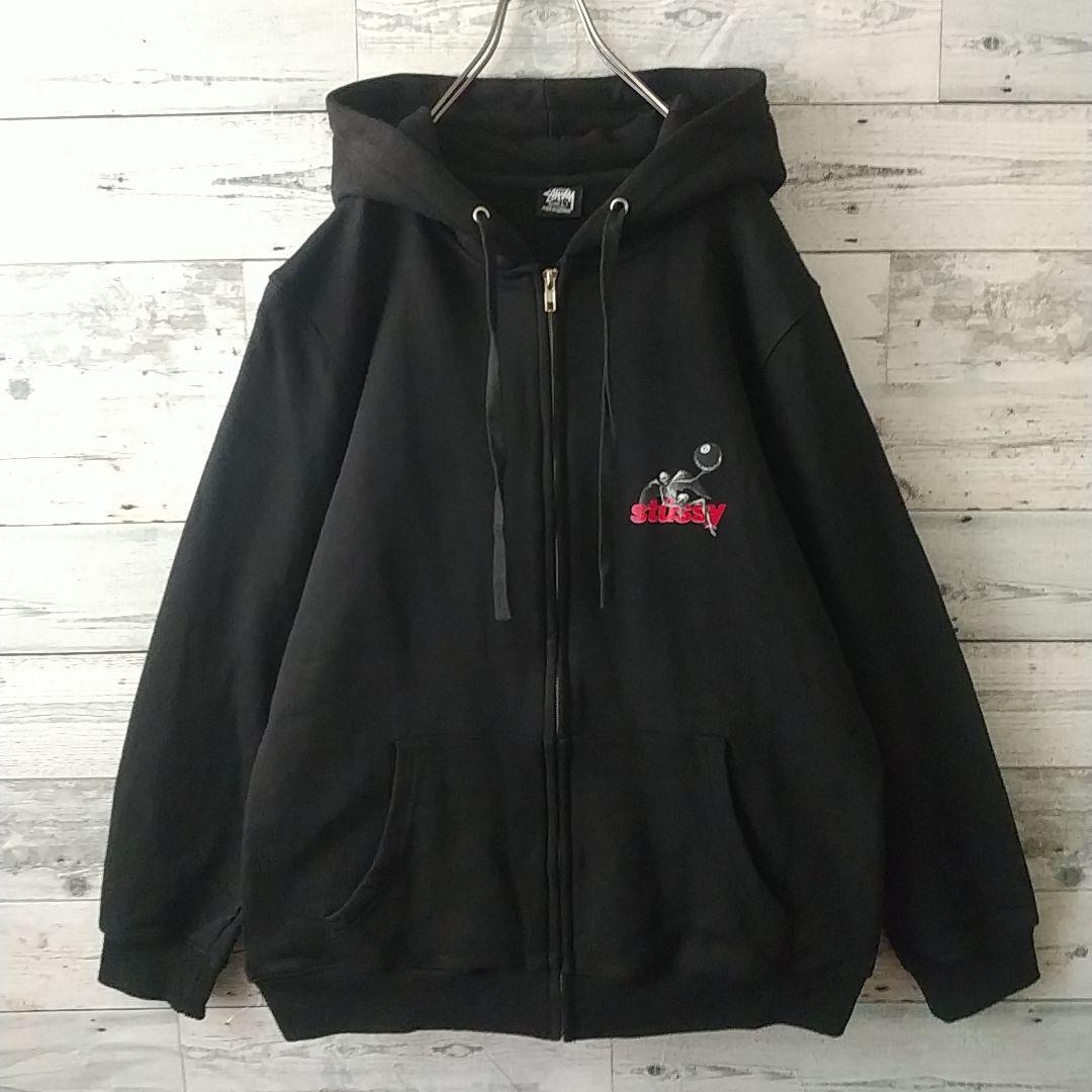 希少デザイン☆ステューシー スカル 8ボール フルジップ パーカー L