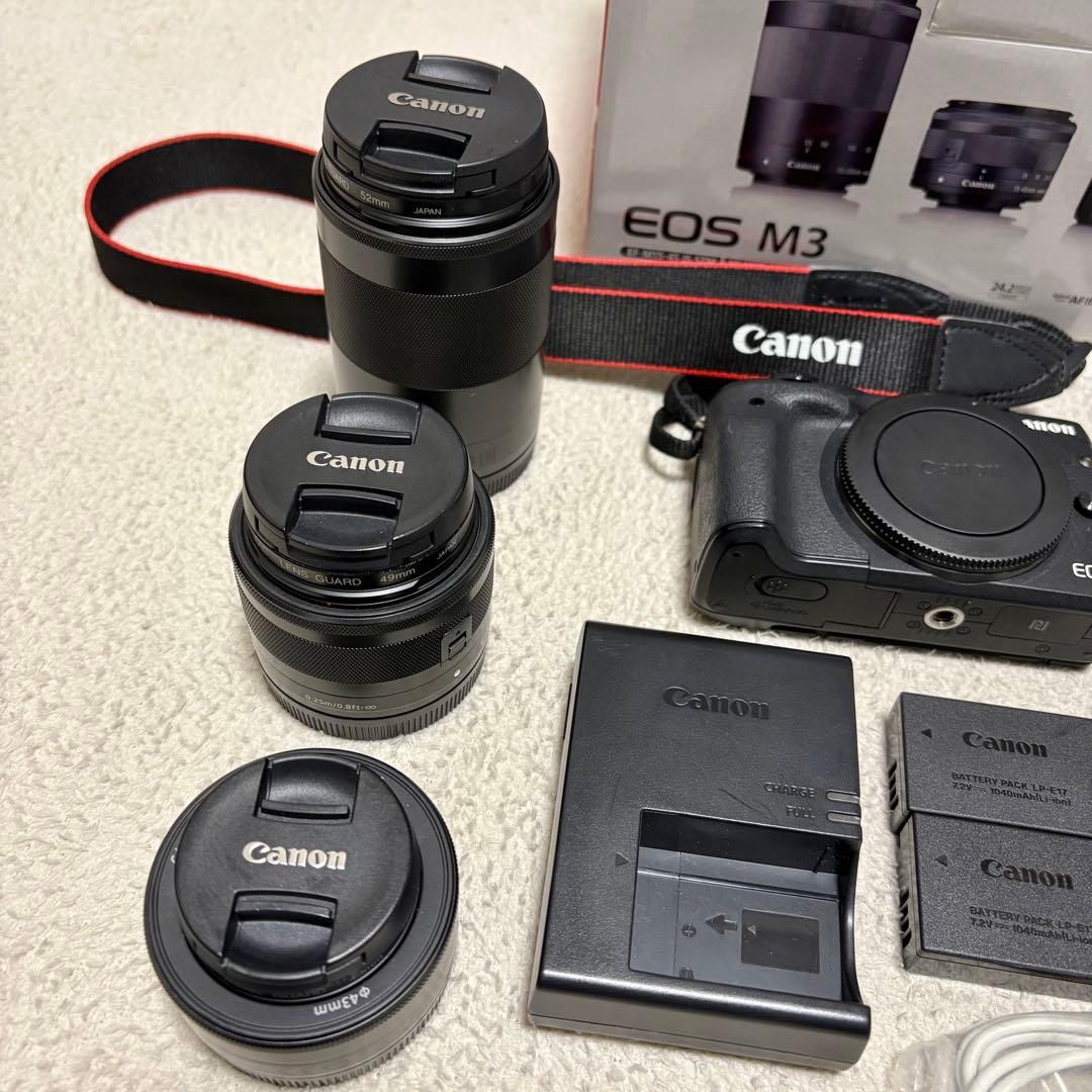 《中古》Canon EOS M3 ダブルレンズキット＋別売りレンズ付属品付き