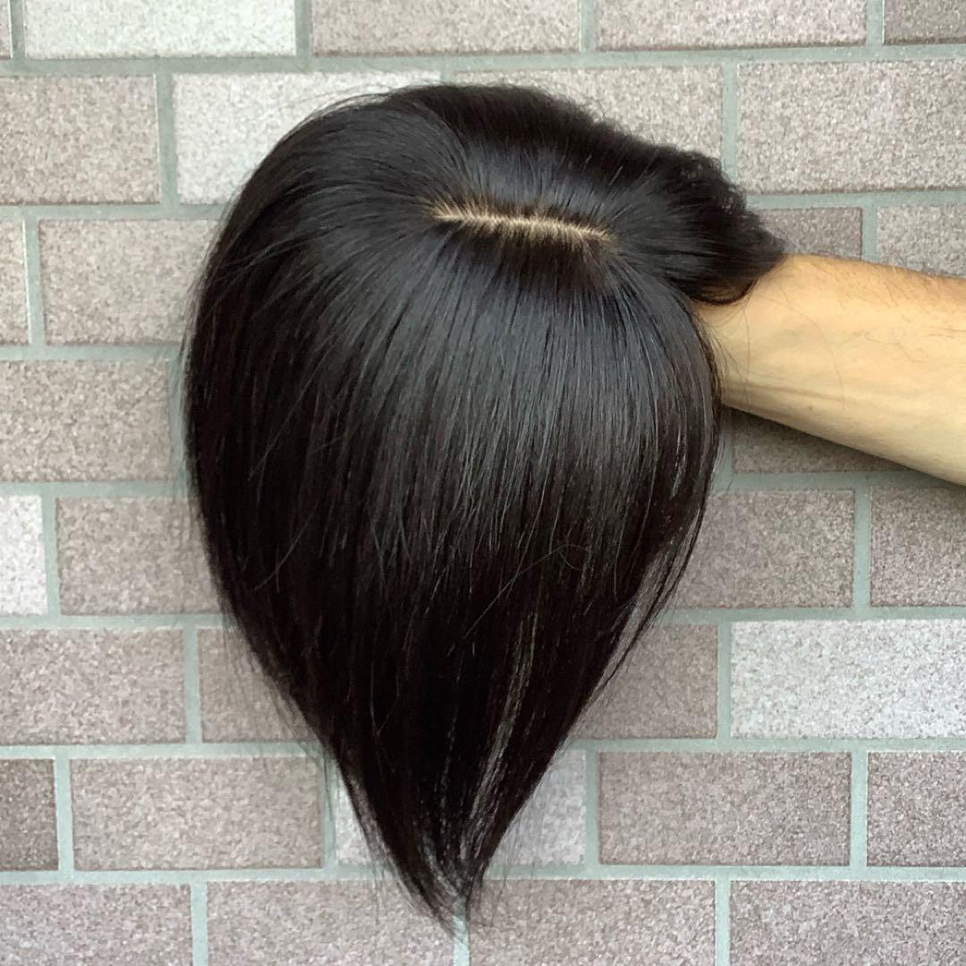 人毛 部分 医療用 ウィッグ ヘアピース ショート ストレート 3D前髪 かつら