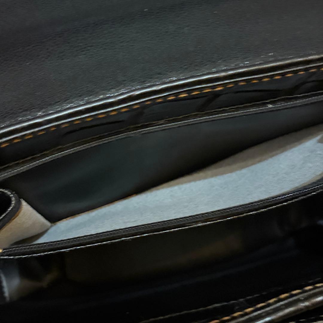 美品 BALLY ハンドバッグ クロコ 型押し Bロゴ レザー ブラック 伊製