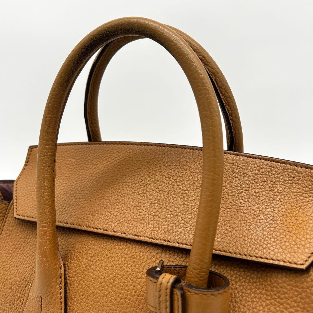 【美品】バリー ソメット ハンドバッグ フラップ レザー シボ革 ブラウン