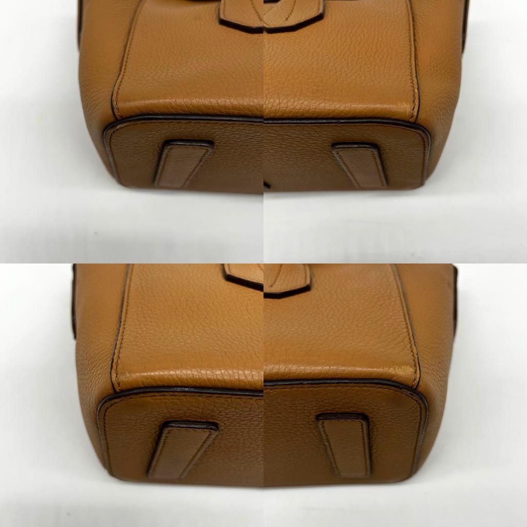 【美品】バリー ソメット ハンドバッグ フラップ レザー シボ革 ブラウン