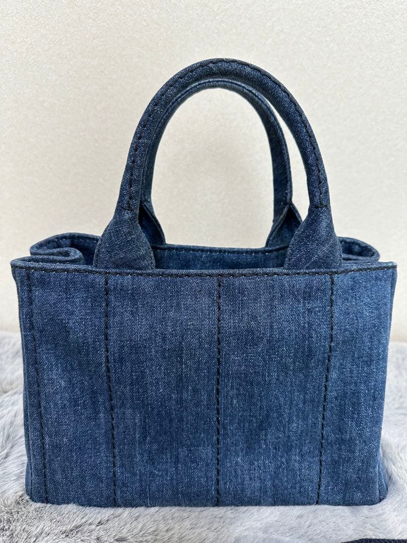 美品 PRADA カナパ 2WAYバッグ TUサイズ デニムブルー系1BG439