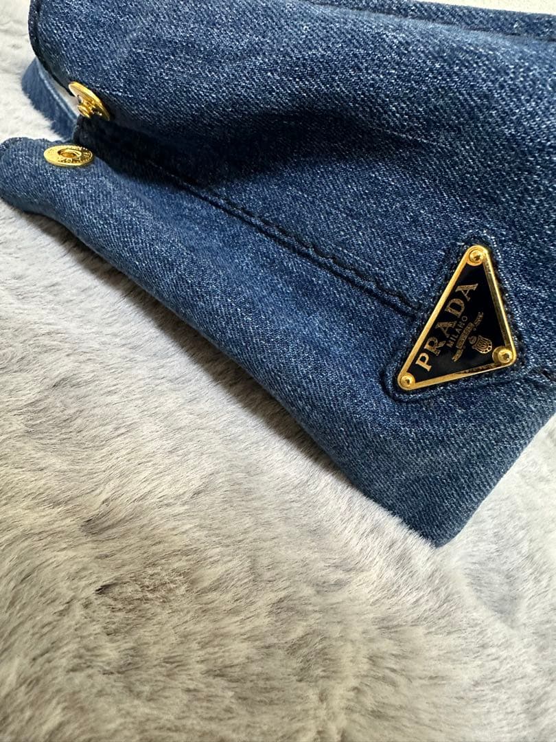 美品 PRADA カナパ 2WAYバッグ TUサイズ デニムブルー系1BG439