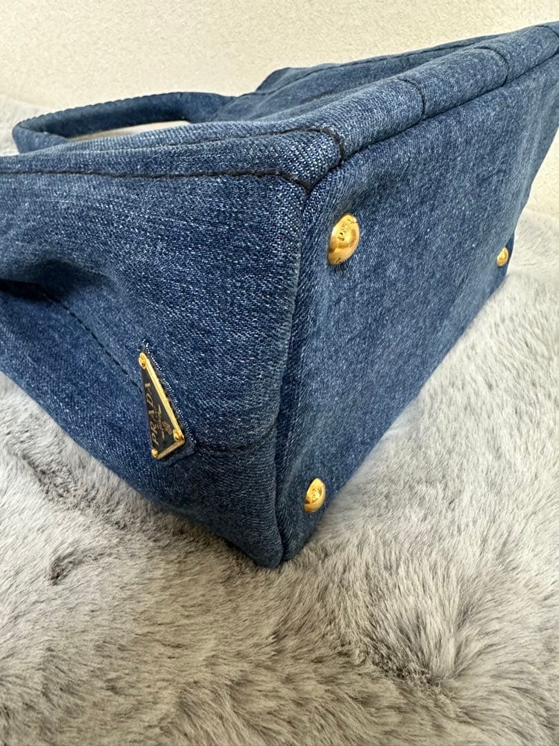 美品 PRADA カナパ 2WAYバッグ TUサイズ デニムブルー系1BG439
