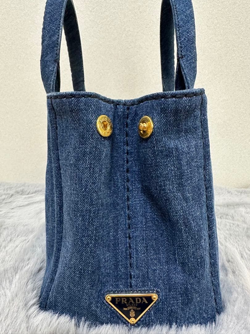 美品 PRADA カナパ 2WAYバッグ TUサイズ デニムブルー系1BG439