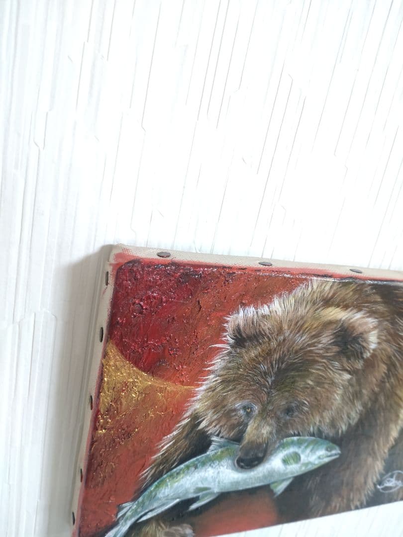 クマの油絵【覇者】1点物の原画◆作者サイン入り/SMサイズキャンバス