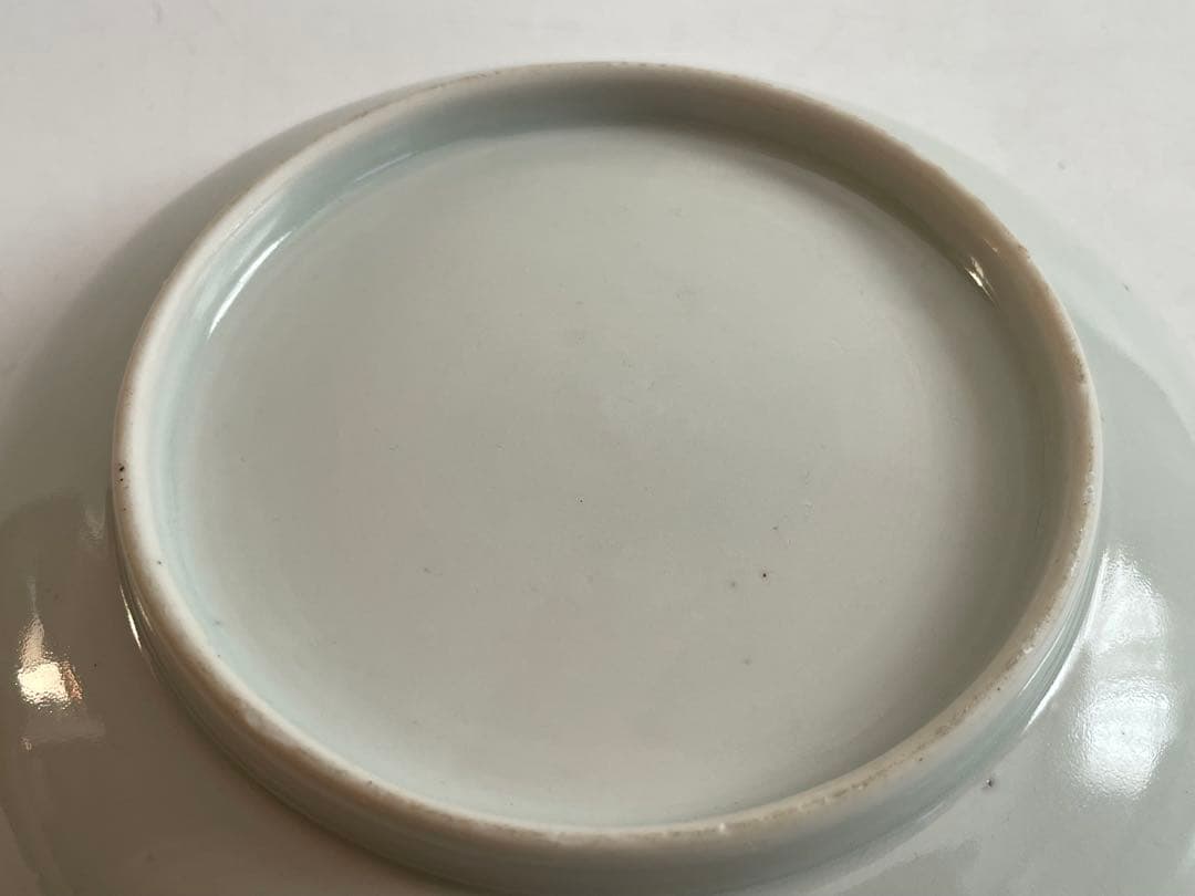 骨董 アンティーク 平戸 三川内 染付 梅に兜図 皿 丸皿 甲冑