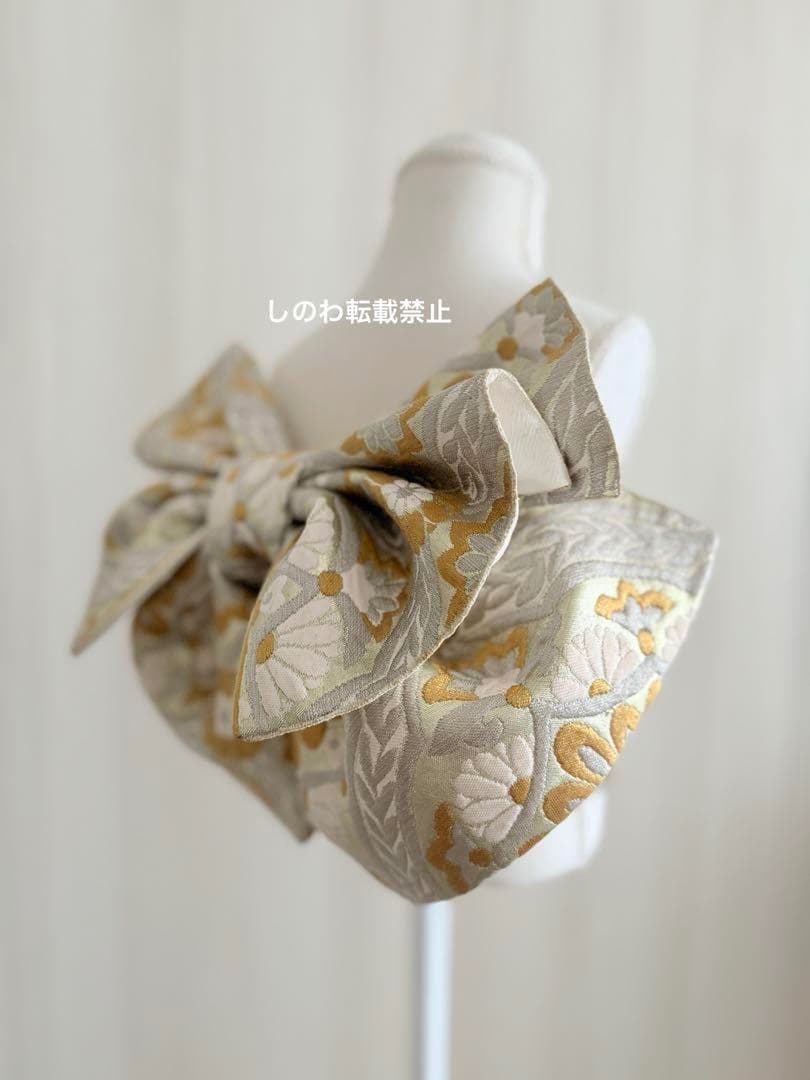 正絹　七五三作り2部式　シルバー×ゴールド　華文模様　5-7歳向け