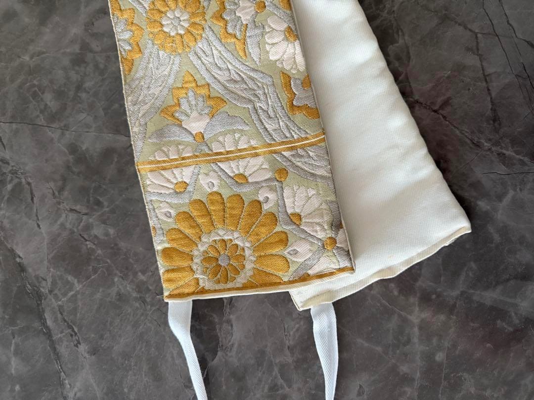 正絹　七五三作り2部式　シルバー×ゴールド　華文模様　5-7歳向け