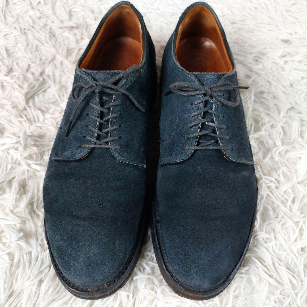 箱付き Alden モディファイドラスト スウェード プレーントゥ革靴 ネイビー